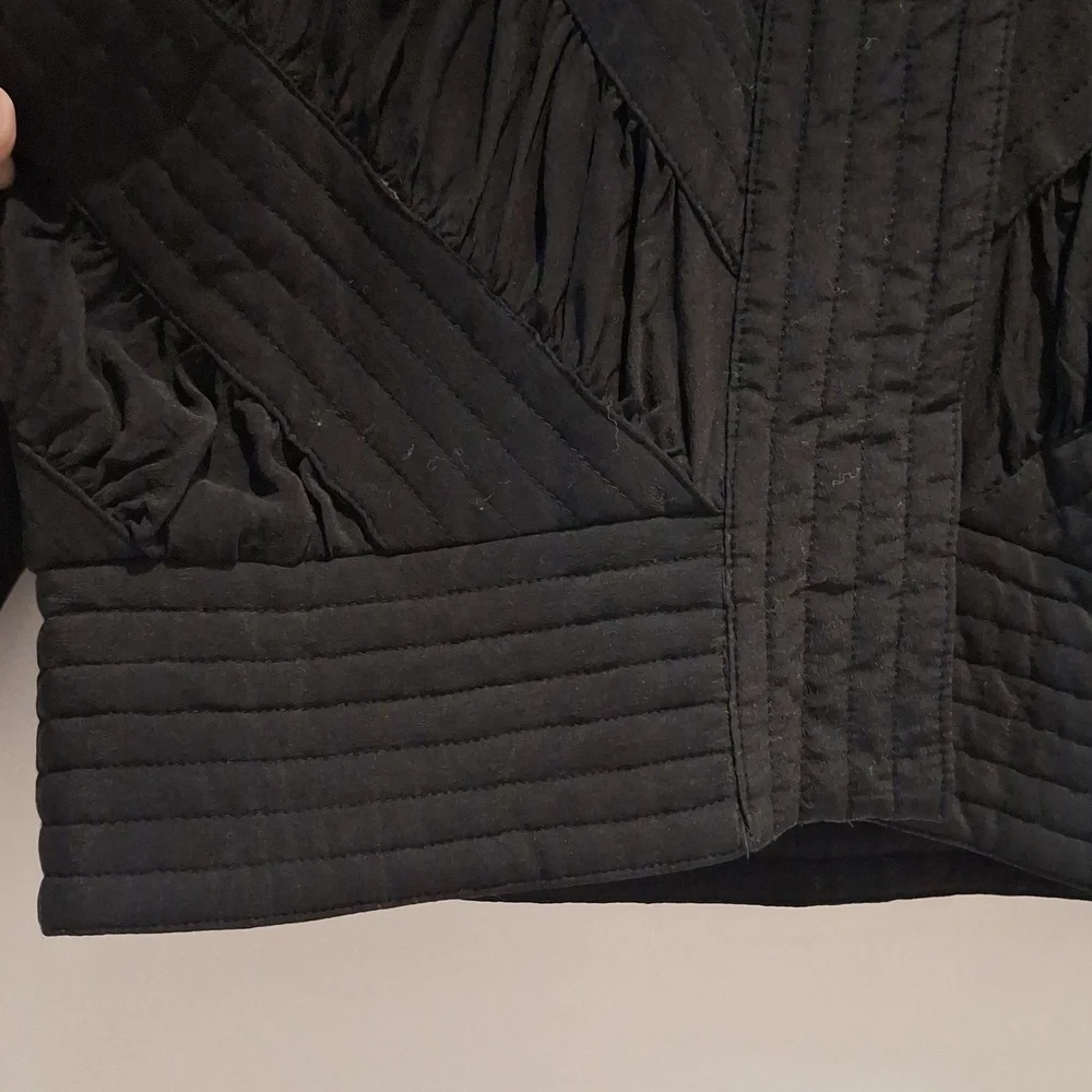 EJ Harper Black 100% Silk Patterned Patchwork Button Up Jacket Size S - Picture 4 of 9